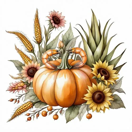 the pumpkin and flowers are painted in an autumn theme,autumn pumpkins,decorative pumpkins,autumn icon,cornucopia,lughnasadh,cornuta