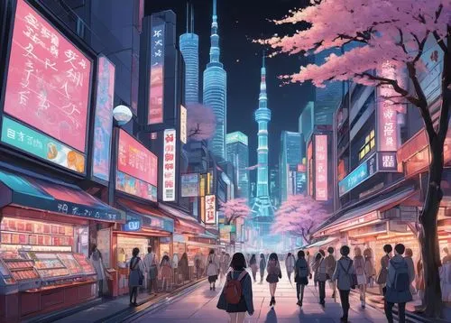 tokyo,shinjuku,tokyo city,tokyo ¡¡,harajuku,cyberpunk,japanese sakura background,osaka,shibuya,japan,fantasy city,sakura background,cityscape,asakusa,colorful city,world digital painting,shanghai,japanese background,japan landscape,vapor,Unique,Design,Infographics