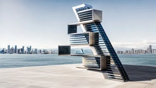 steel sculpture,cube stilt houses,steel tower,urban towers,lifeguard tower,public art,skyscapers,the observation deck,chicago,chicago skyline,hudson yards,sculpture park,vertical chess,hoboken condos 