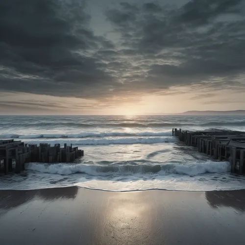 Compose a tranquil seascape wallpaper capturing the beauty of a serene beach at dawn.,north sea coast,bamburgh,the north sea,seascape,seascapes,breakwaters,north sea,saltburn beach,tynemouth,breakwate