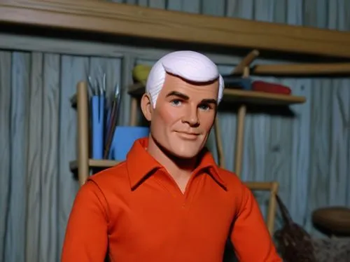 Roger "Race" Banon head for 1/6th scale doll
,the man in red is wearing a headset,supermarionation,sealab,a wax dummy,pompadour,diabolik,gorshin