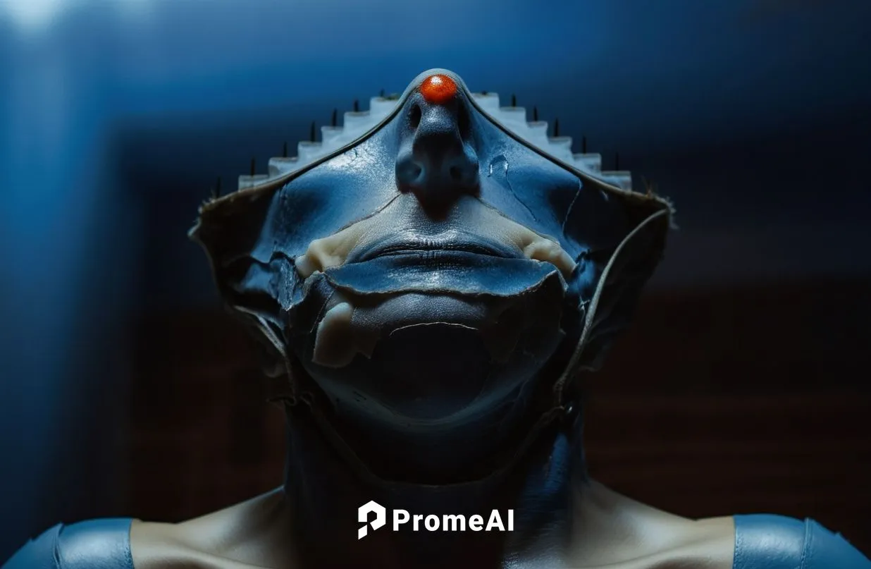 Female head and shoulders ,diving mask,raven sculpture,avatar,blue demon,png sculpture,a wax dummy,humanoid,medical mask,horus,breathing mask,garuda,3d figure,symetra,sadu,rei ayanami,kosmus,cyborg,3d