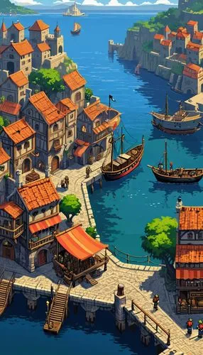 fishing village,novigrad,harbor,sindbad,popeye village,poros,butka,harborfront,kavala,avernum,seaport,dubrovnic,dubrovnik,kattegat,port,eastern harbour,ithaka,tianxia,townsmen,khuan,Unique,Pixel,Pixel 05