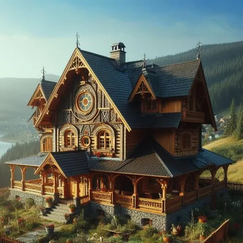 house in the mountains,victorian house,house in mountains,wooden house,the cabin in the mountains,log home,wooden church,crispy house,house by the water,frederic church,house with lake,the gingerbread