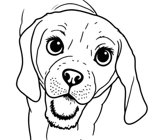 a drawing of a dog with eyes wide open,dog line art,coloring pages,dog drawing,dog illustration,dog cartoon,coloring page,Design Sketch,Design Sketch,Rough Outline