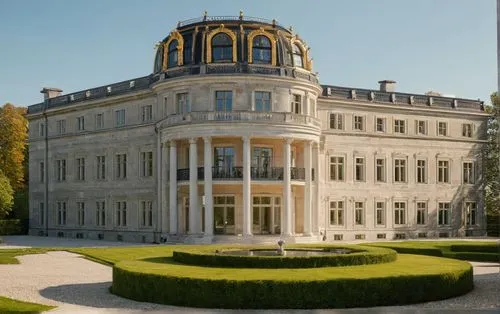 the large palace is in the middle of some trees,schlossgarten,augarten,herrenhausen,mainau,ludwigsburg germany,nymphenburg,Photography,General,Natural