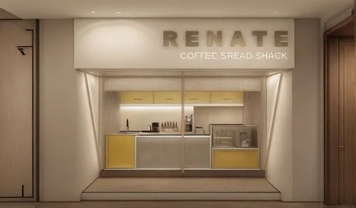 it's a mini coffee shop with yellow and white color theme ,renovate,rental,for rent,rental studio,renting,kitchenette,core renovation,luxury real estate,penthouse apartment,storefront,capsule hotel,re