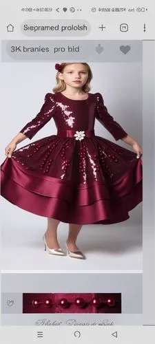 3d drawing of sequin satin dress with dark burgundy very little cherries with three layers kalosh 
First layer is sequin pink with  dark sequins burgundy little cherries with sequin branches of cherri