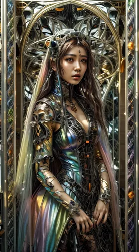 queen cage,fantasy portrait,metallic door,the enchantress,elven,fantasy picture,fantasy woman,fantasy art,priestess,sorceress,goddess of justice,magic mirror,stained glass,celtic queen,steel door,3d fantasy,caerula,fantasy warrior,archangel,mirror frame