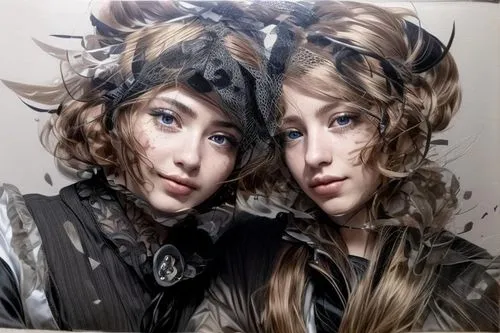 photo painting,cuirasses,joint dolls,mirror reflection,photosynth,mirror image,foils,two girls,colorization,cocorosie,milkmaids,siberians,elsas,elizabethans,mirrored,noblewomen,canonesses,porcelain do