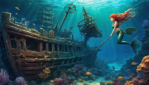 underwater playground,underwater background,under the sea,ocean underwater,under sea,underwater landscape,underwater world,undersea,underwater,sunken ship,ocean floor,under the water,underwater oasis,mermaid background,cube sea,shipwreck,aquarium,the bottom of the sea,under water,underwater diving,Illustration,Japanese style,Japanese Style 12