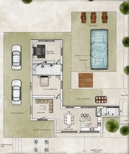 Landscape Design,a small plot with two car parked in it,floorplan home,habitaciones,house floorplan,floorplans,an apartment,floorplan,Illustration,Paper based,Paper Based 18