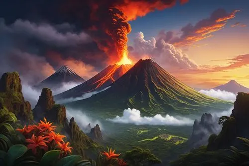 volcanic landscape,volcanos,krafla volcano,volcano,volcanic field,volcanoes,fire mountain,the volcano,volcanism,volcanic,volcanic eruption,fantasy landscape,active volcano,shield volcano,stratovolcano,volcano laki,eruption,volcano area,the eruption,volcanic activity,Illustration,Realistic Fantasy,Realistic Fantasy 07