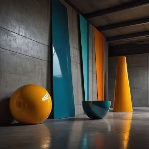 traffic cones,renders,concrete background,spheres,hepworth,3d rendering,undercroft,buren,plinths,seidler,underground garage,3d render,futuristic art museum,traffic cone,vlc,formes,poolroom,foscarini,bollards,hallway space,Conceptual Art,Daily,Daily 27