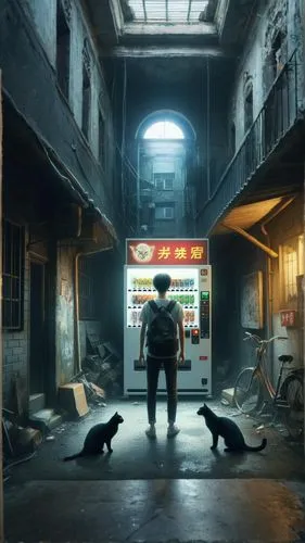 rescue alley,district 9,pet shop,fallout4,digital compositing,dog street,kowloon city,photo manipulation,abduction,cyberpunk,photomanipulation,black city,kowloon,post apocalyptic,street pigeons,strays