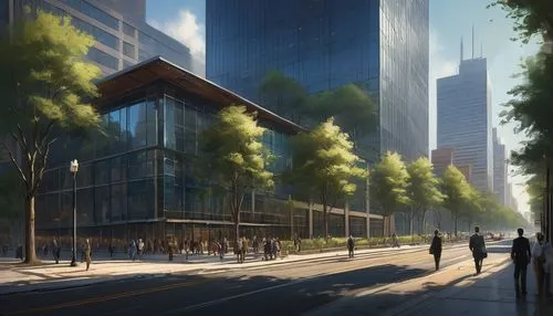 sanlitun,songdo,city corner,benaroya,aoyama,chengdu,costanera center,urban design,urbis,transbay,isozaki,citydev,business district,office buildings,urban landscape,glass building,urbanism,yeouido,renderings,bellevue,Conceptual Art,Oil color,Oil Color 11