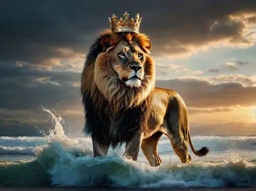 king of the jungle,kingship,leonine,aslan,lionheart,god of the sea