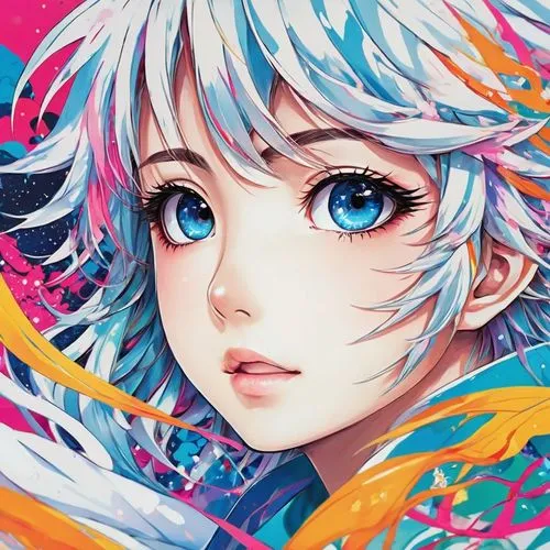 Illustrate anime eyes full of innocence and curiosity.,killua hunter x,killua,krita,saiko,nanami,illustrator,kanon,kaworu,hagio,gintama,kumo,nali,colorful background,rei ayanami,kula,artist color,ranm