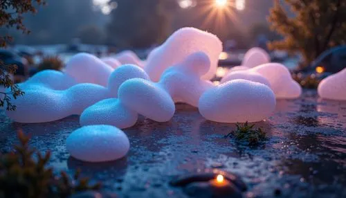 spheres,frost bubble,ice landscape,frozen dew drops,cinema 4d,3d render,bath balls,ambient lights,blue spheres,frozen bubble,luminarias,snowballs,bokeh lights,ice ball,bokeh effect,3d background,water balloons,marshmallow art,fractal lights,3d fantasy