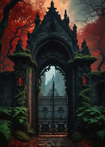 castlevania,iron gate,halloween background,portal,gates,gated,necropolis,entrada,gate,metal gate,front gate,halloween wallpaper,gateway,stone gate,dethklok,witch's house,hall of the fallen,blackgate,heaven gate,haunted cathedral,Art,Classical Oil Painting,Classical Oil Painting 15