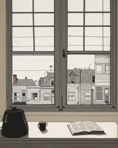 window sill,windowsill,bay window,bedroom window,coffee and books,window seat,window view,coffee tea drawing,french windows,sash window,french press,coffee tea illustration,rear window,open window,tea and books,window,wooden windows,study,houses silhouette,the window,Illustration,Vector,Vector 10