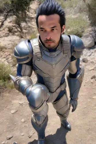 the man is wearing a space suit and ready to attack him,kaidan,saiyid,enthiran,nazarian,khagan,naqib,bashirov,kharja,zavin,kafeel,ashur,katraj,spartan,spaceguard,armorers,ghazan,porthos,kakarak,steel 