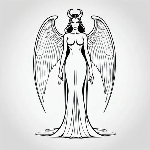 hekate,angel line art,seraphim,sirene,demoness,cherubim,the angel with the veronica veil,angel figure,erinyes,hecate,vintage angel,angelology,sigyn,lilith,black angel,angel of death,mythologically,nephthys,satana,simorgh,Illustration,Black and White,Black and White 04