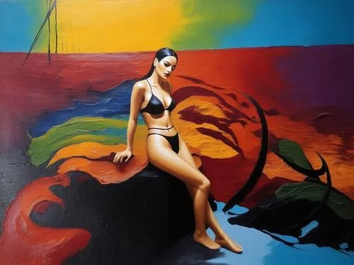 fischl,feitelson,tashlin,domergue,demoiselles,lempicka,bourdin,viveros,jasinski,blumenfeld,pintura,mousseau,cool pop art,catalfamo,bather,pittura,veruschka,bodypainting,pin-up girl,oil painting on canvas,Illustration,American Style,American Style 08