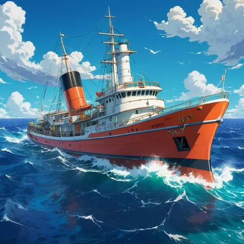 releasespublications,hausser,sailing orange,seastreak,seacraft,yamatai,sea fantasy,marineau,skipper,schip,uscg,ship releases,seafarer,sea scouts,lifeboats,schoolship,seamico,navio,ship,megalops,Illustration,Japanese style,Japanese Style 03