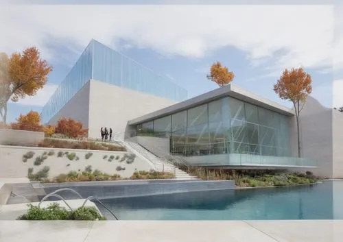 a view of a couple on the stairs going up to the building,snohetta,glass facade,renderings,modern house,aqua studio,modern architecture,Photography,Artistic Photography,Artistic Photography 04