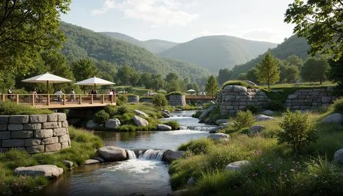 riftwar,riverwood,rivendell,landscape background,cryengine,gondolin,alpine village,adventure bridge,rendalen,nargothrond,fantasy landscape,mountain settlement,beleriand,sake gardens,oberland,streamside,render,streamwood,salt meadow landscape,idyllic