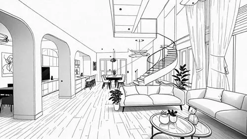 sketchup,hallway space,mono-line line art,dormitory,an apartment,layouts,Design Sketch,Design Sketch,Detailed Outline