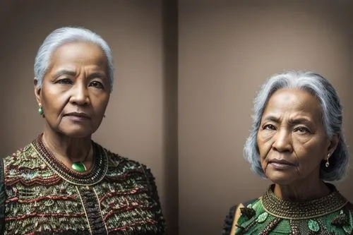 two women,beautiful african american women,indonesian women,african american woman,aging icon,portraits,human rights icons,portrait photography,aging,grandmother,image manipulation,retouching,photo ma