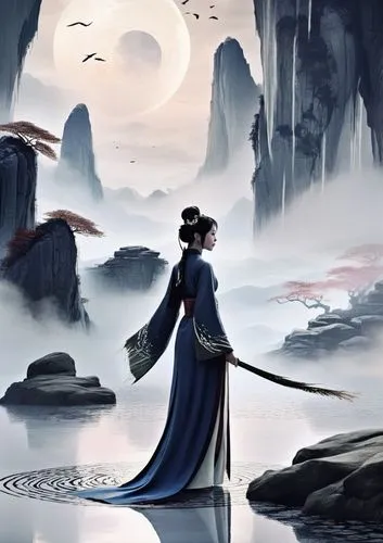 xufeng,hanfu,xiaojian,qingyi,rongfeng,yi sun sin,Illustration,Realistic Fantasy,Realistic Fantasy 01