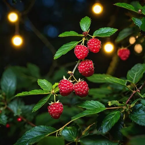 lighting berries in the night forest ,ripe berries,red berries,wild berries,rowan berries,mountain ash berries,rowanberry,berries,ireland berries,rowan fruit,elder berries,native raspberry,fresh berri