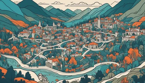 mountain village,alpine village,escher village,mountain settlement,villages,mountain huts,annapurna,valais,zermatt,knight village,kathmandu,nepal,himalaya,valle d'aosta,bhutan,bansko,dolomiti,aurora village,meteora,vail,Illustration,Vector,Vector 06