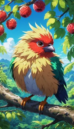 kazooie,pombo,kanama,koropeckyj,caique,cockerel,Illustration,Japanese style,Japanese Style 03