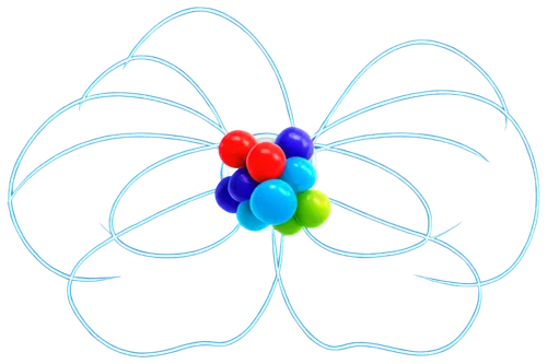 Atomic structure, colorful atoms, electrons orbiting nucleus, protons neutrons electrons, atomic model, 3D illustration, transparent background, vibrant colors, glowing effect, soft focus, macro shot,