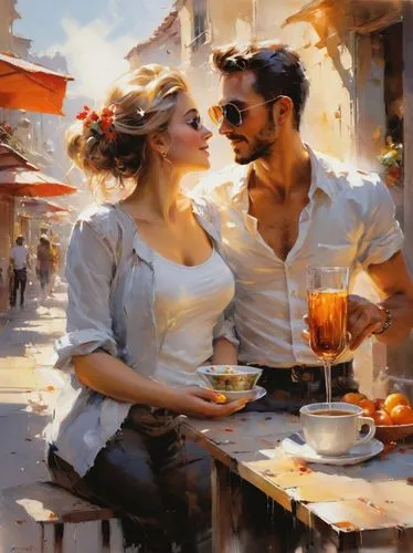 romantic portrait,vintage man and woman,romantic scene,italian painter,vintage boy and girl,young couple,Conceptual Art,Oil color,Oil Color 03