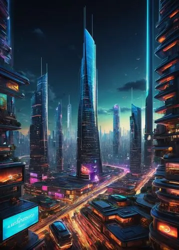 cybercity,cybertown,cyberport,futuristic landscape,cityscape,megapolis,metropolis,cyberia,cyberworld,coruscant,city skyline,city at night,city cities,microdistrict,futuregen,cyberscene,cityzen,cyberpunk,urbanworld,megacorporation,Illustration,Abstract Fantasy,Abstract Fantasy 01