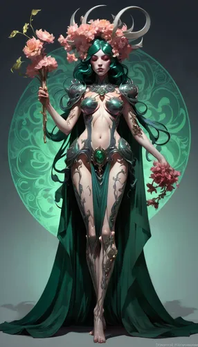 dryad,elven flower,the enchantress,widow flower,malachite,flora,sorceress,flower fairy,faerie,fae,medusa gorgon,medusa,druid,anahata,poison ivy,moonflower,jade flower,elven,passionflower,ivy,Conceptual Art,Fantasy,Fantasy 01