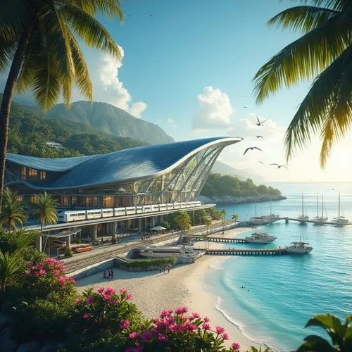 yacht exterior,moorea,beachfront,seychelles scr,seasteading,seaside resort,tropical house,tahiti,langkawi,futuristic architecture,seychellois,tropical island,harborfront,beach resort,maldives mvr,tanoa,holiday villa,ocean paradise,waterfront,superyacht,Photography,General,Realistic