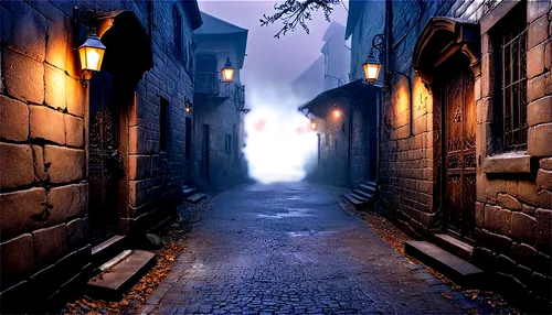 medieval street,narrow street,alleyway,alley,the cobbled streets,old linden alley,fantasy picture,hogwarts,3d fantasy,fantasy city,passage,cartoon video game background,photoshop manipulation,cobblestones,world digital painting,blind alley,the mystical path,gas lamp,medieval town,street lamps,Conceptual Art,Sci-Fi,Sci-Fi 02