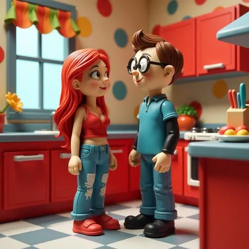 cute cartoon image,scottoline,little boy and girl,supercouple,pareja,renderman