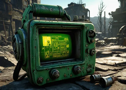 fallout4,fallout,fresh fallout,fallout shelter,2080ti graphics card,radio device,patrol,courier box,2080 graphics card,radio receiver,electricity meter,old elektrolok,wasteland,tube radio,green skin,old utility,robot icon,digital safe,portable communications device,the meter,Illustration,Realistic Fantasy,Realistic Fantasy 22