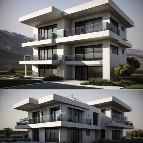 sunrise urban area with cars,3d rendering,modern house,build by mirza golam pir,modern architecture,dunes house,residential house,render,modern building,arhitecture,frame house,house shape,contemporar