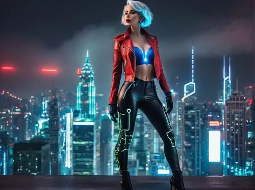 electro,birds of prey-night,futuristic,harley quinn,metropolis,superhero background,cyberpunk,harnessed,harley,merc,cg artwork,digital compositing,wallis day,visual effect lighting,neon human resources,catwoman,latex clothing,jacket,the suit,hk,Unique,Design,Knolling