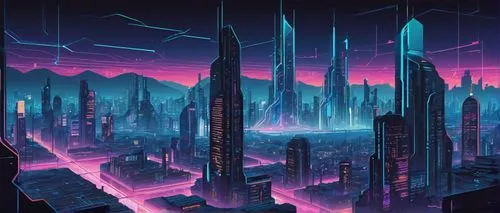 futuristic landscape,cybercity,metropolis,coruscant,cybertown,cityscape,cyberworld,synth,cyberia,fantasy city,polara,cyberpunk,city skyline,cyberport,vanu,cyberscene,futuregen,digitalism,monoliths,homeworld,Illustration,Japanese style,Japanese Style 06