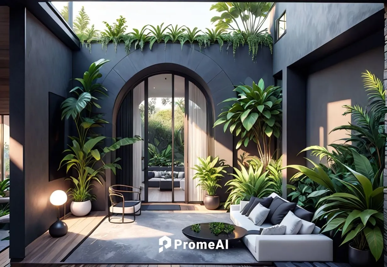 luxury home outside modern home matte black and white with plants,garden design sydney,landscape design sydney,landscape designers sydney,3d rendering,house plants,philodendron,balcony garden,philoden