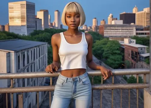 minneapolis,slim,rooftops,above the city,rooftop,female model,harlem,jeans background,concrete background,roof top,on the roof,uptown,atlanta,detroit,cotton top,denim,city life,aeriel,skyline,roof rat,Art,Artistic Painting,Artistic Painting 25